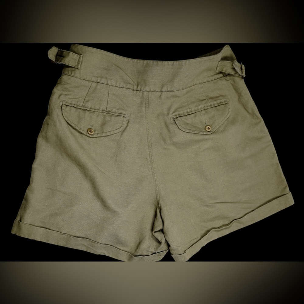 Banana Republic Khaki Linen Blend Pleated Belted Shorts – Size 14 - Picture 7 of 13
